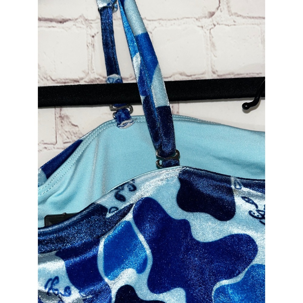Ripndip Blue Camo Lord Nermal Velvet Bikini Set Bandeau High Cut Women Small - Picture 7 of 7